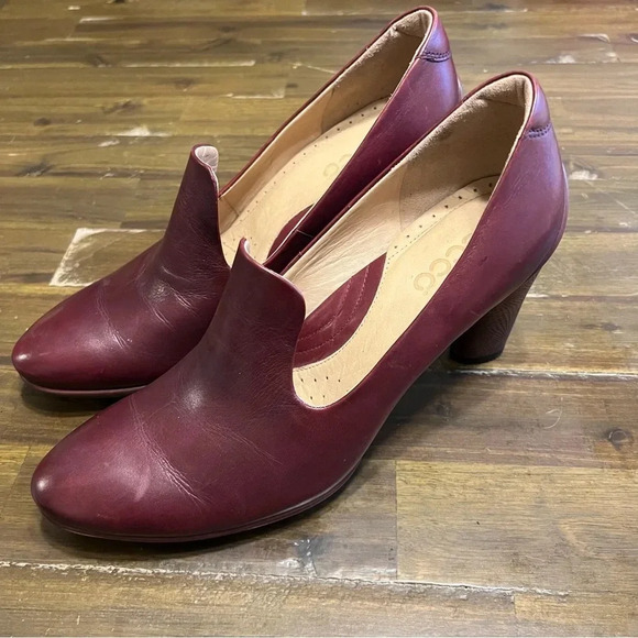 Ecco sculptured 75 bordeaux heels 41 Loafer Wine Burgundy - Picture 5 of 9